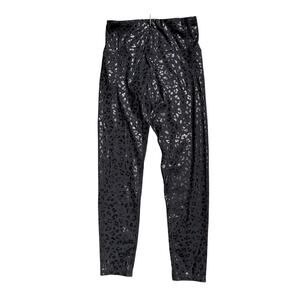 EUC High-Waist Yoga Leggings Cheetah Print Black on Black Stretch Med